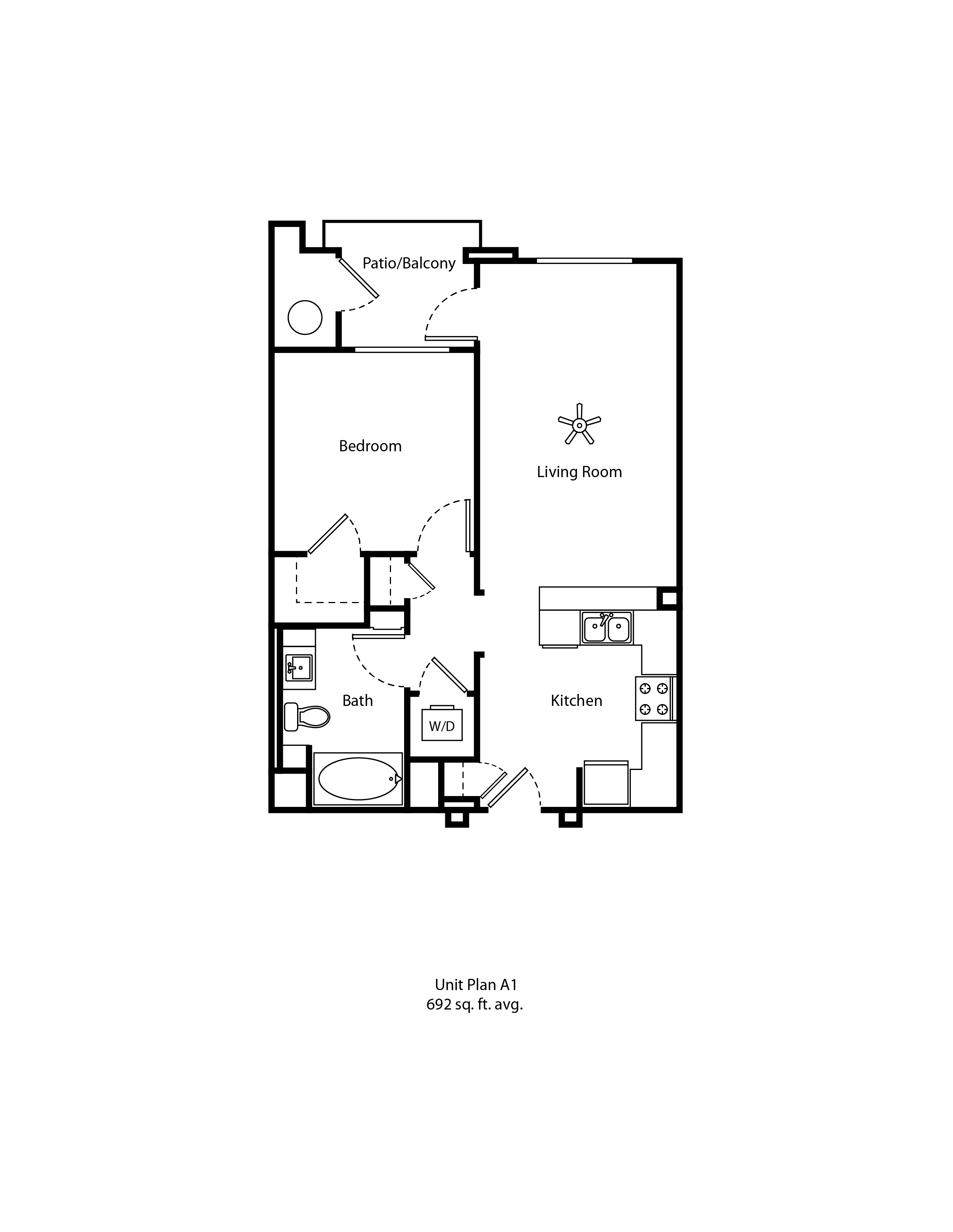 One11_Corona CA_Floor Plan A1_One Bedroom One Bathroom