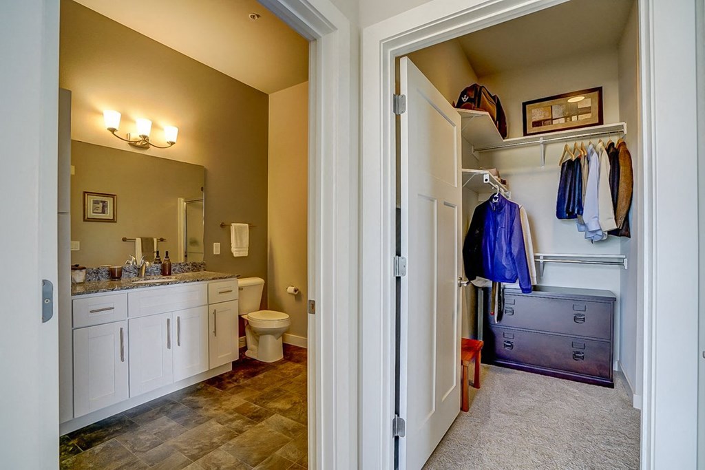 a bathroom with a toilet and a closet