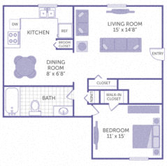 1 Bed 1 Bath Floor Plan at Arbors at Cary, Cary, NC, 27511