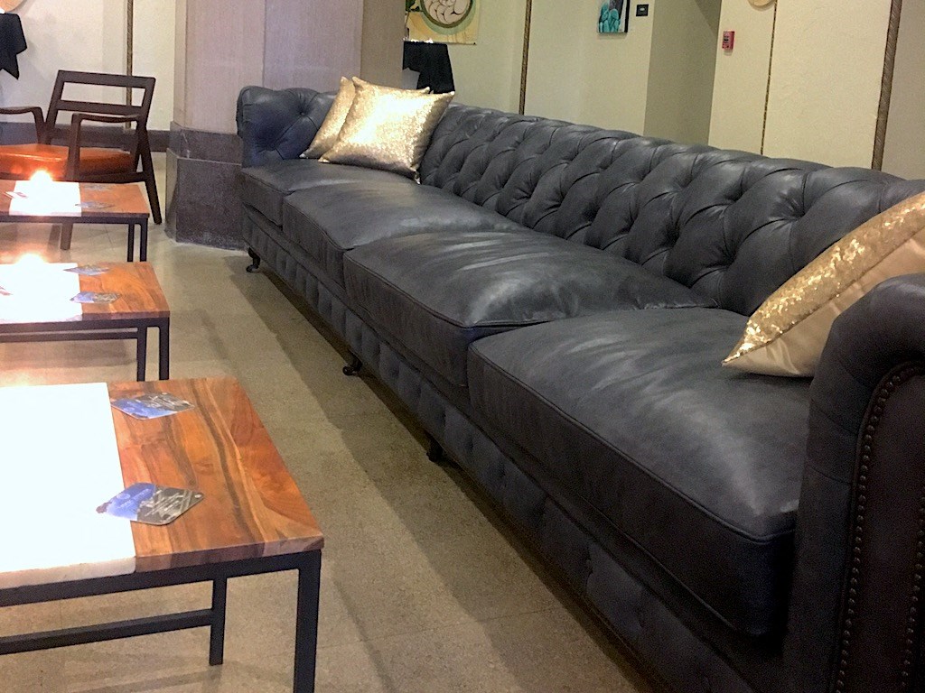 large grey couch in lounge at Thomas Jefferson Tower, Alabama