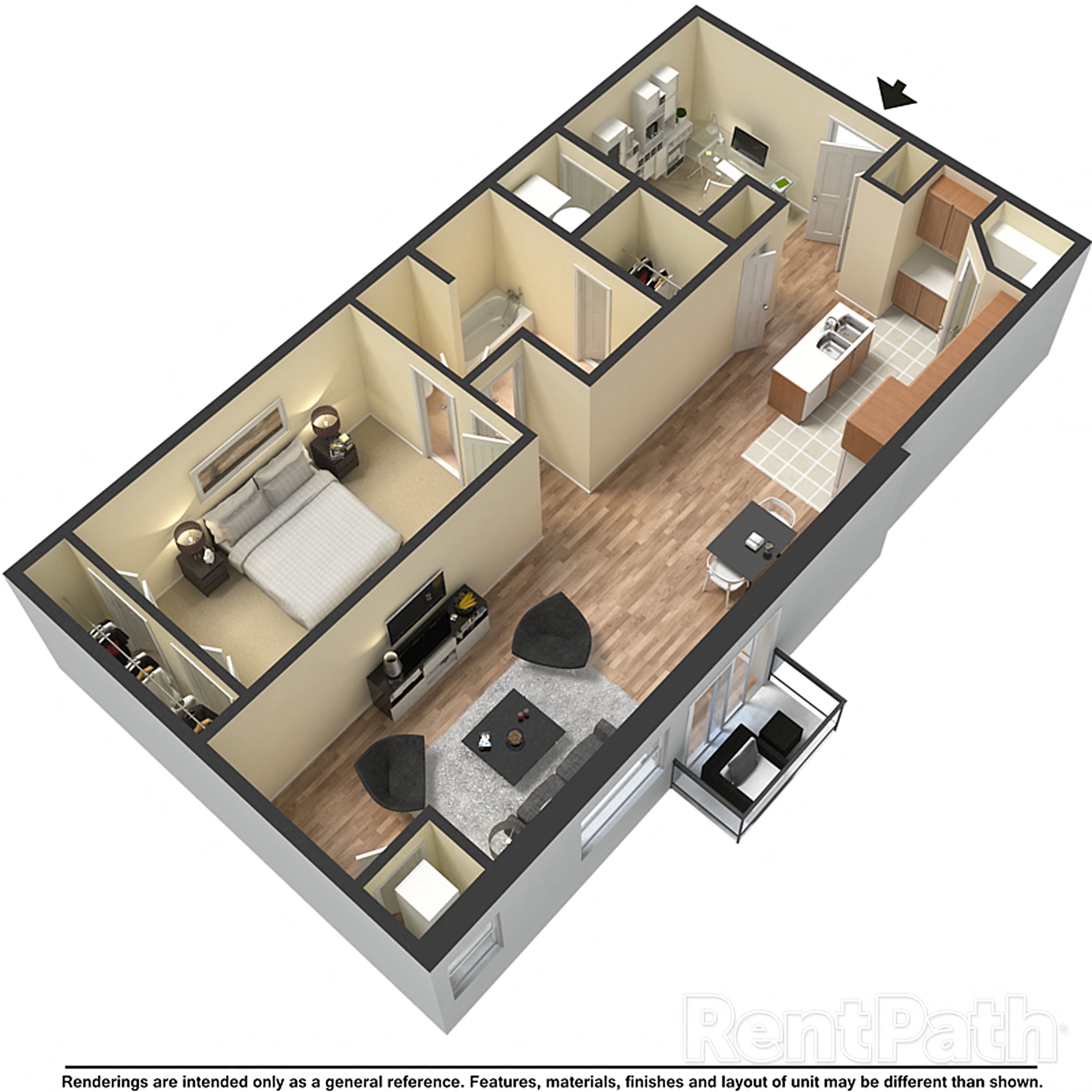 1x1 + Floor Plan 3
