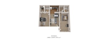Two Bedroom 2 Bath - 873 sqft