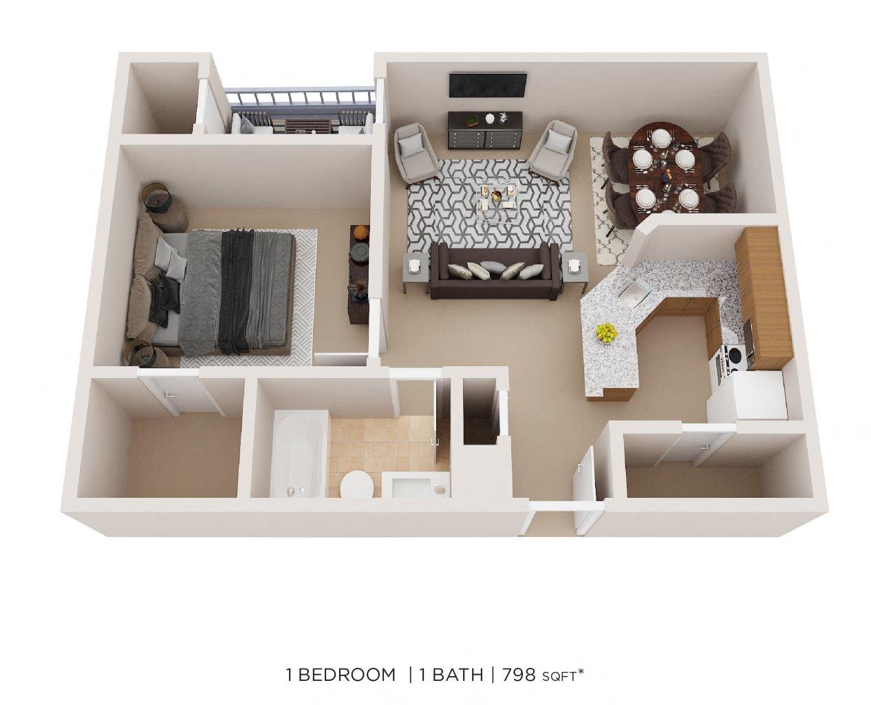 One Bedroom - 798 sqft