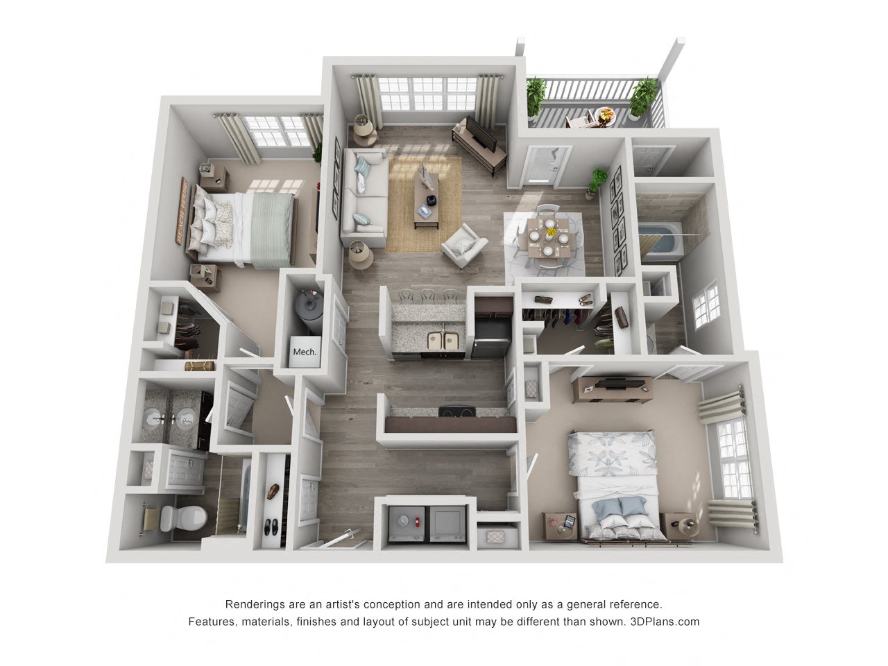 B4 2 Bedroom 2 Bath Floor Plan B4 2 Bedroom 2 Bath Floor Plan at Belara, Atlanta, Georgia