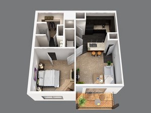 One Bedroom One Bath Suite D