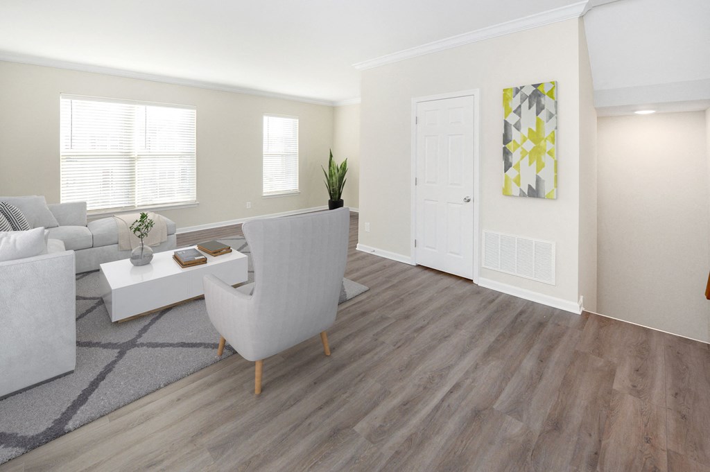 a living room with a couch and a table