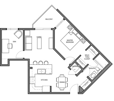 1 bed, 1 bath, luxury suites with dens and balcony views at Airdrie Place in Airdrie, AB