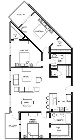 3 bed, 2 bath, generous, premium suites with balcony views at Airdrie Place in Airdrie, AB