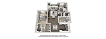 2 Bedroom 3D Floorplan
