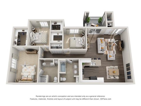 3 Bedroom 3D Floorplan