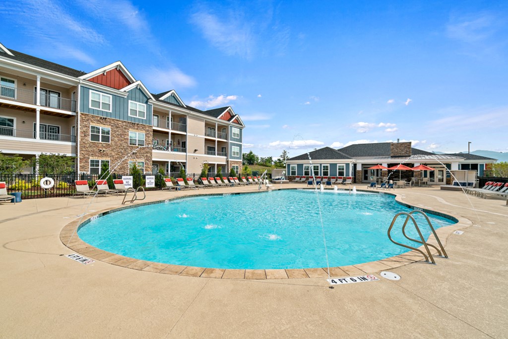 the swimming pool at the preserve at polk apartments