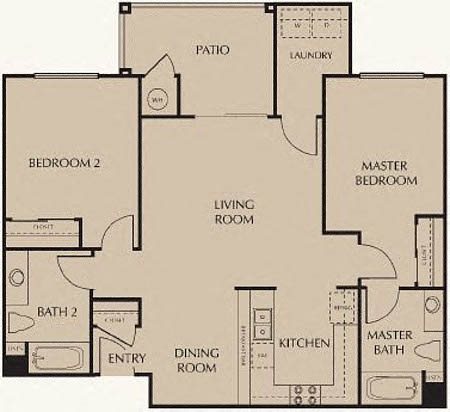 2 bedroom 2 bath Floor Plan 4