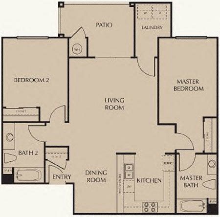 2 bedroom 2 bath Floor Plan 5