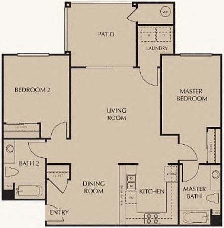 2 bedroom 2 bath Floor Plan 6