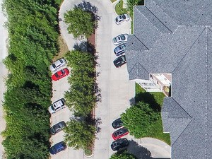 an aerial view of houses in a suburban neighborhood