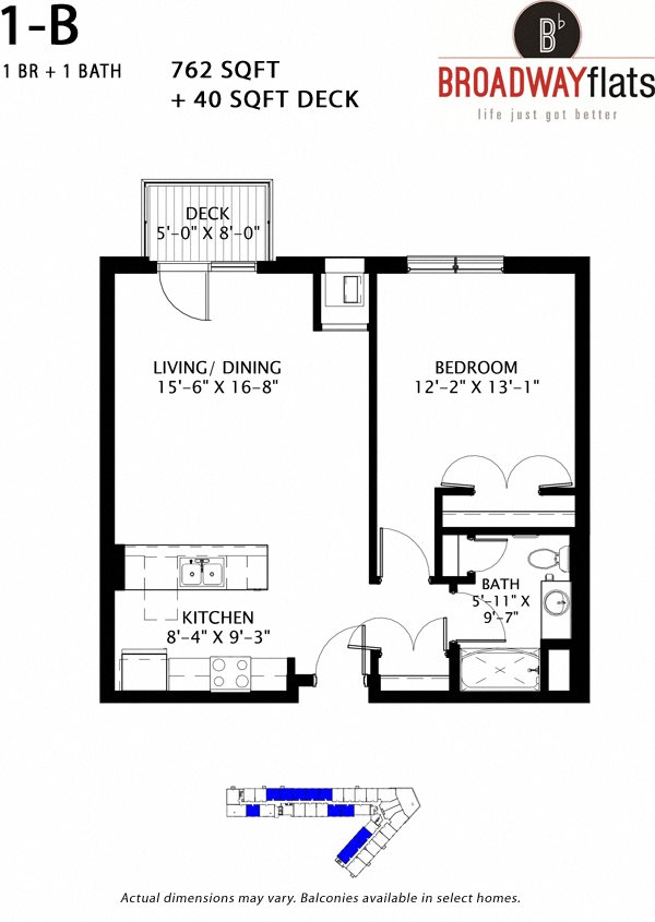 One Bedroom B Floor Plan 5