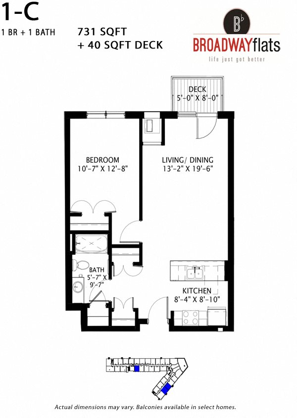 One Bedroom C Floor Plan 6