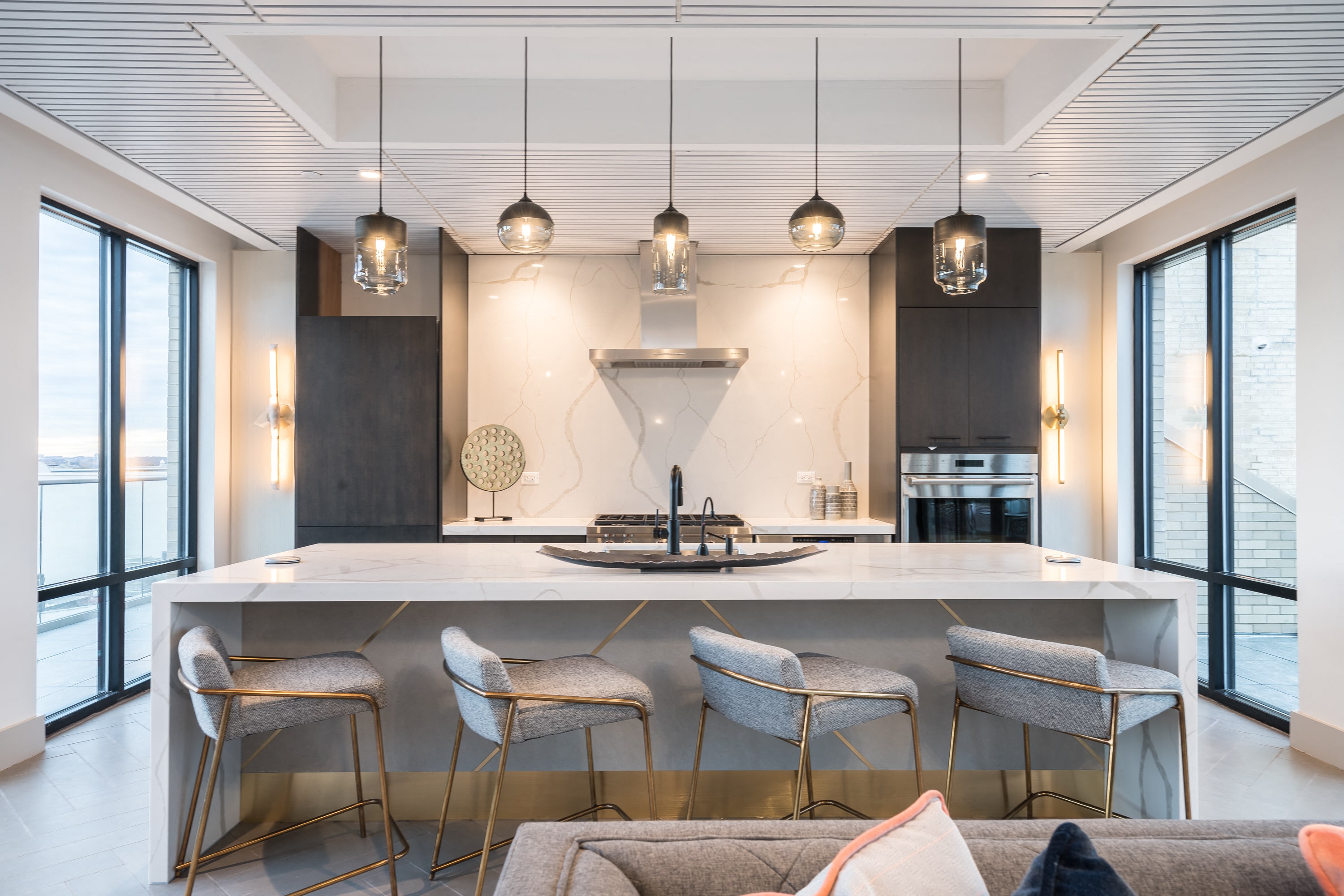 Rooftop clubhouse with beautiful city views and a full kitchen