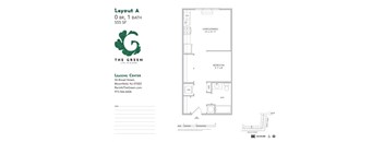 Studio Floor Plan at The Green at Bloomfield, Bloomfield, NJ