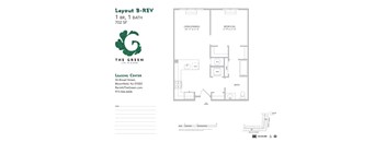 1 Bedroom 1 Bathroom Floor Plan at The Green at Bloomfield, New Jersey, 07003