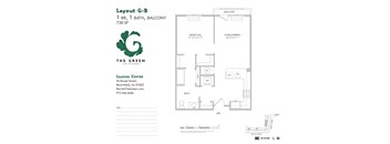 Layout G-B 1 Bed 1 Bath Floor Plan at The Green at Bloomfield, Bloomfield, 07003