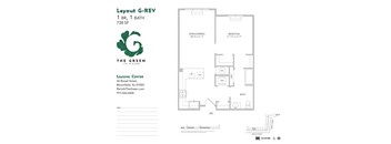 Layout G-Rev 1 Bed 1 Bath Floor Plan at The Green at Bloomfield, Bloomfield, New Jersey