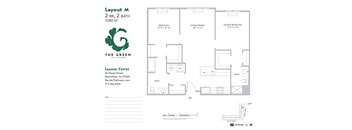 Layout M 2 Bed 2 Bath Floor Plan at The Green at Bloomfield, Bloomfield, New Jersey