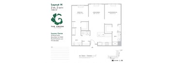 Layout N 2 Bedroom 2 Bathroom Floor Plan at The Green at Bloomfield, Bloomfield