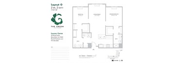 Layout O 2 Bed 2 Bath Floor Plan at The Green at Bloomfield, New Jersey