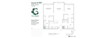Layout O-Rev 2 Bedroom 2 Bathroom Floor Plan at The Green at Bloomfield, Bloomfield, NJ, 07003