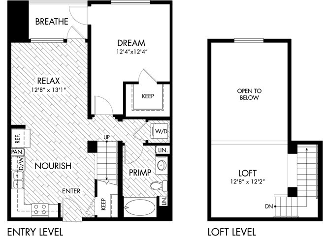 1 Bed 1 Bath Loft Floor Plan 3