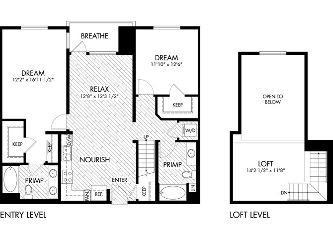 2 Bed 2 Bath Loft Floor Plan 5