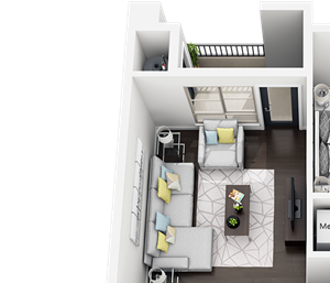 1 Bed 1 Bath plan A2 Floor Plan 1 Bed 1 Bath plan A2 Floor Plan at Accent, Los Angeles, 90066