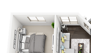 2 Bed 2 Bath plan B1 Floor Plan 2 Bed 2 Bath plan B1 Floor Plan at Accent, Los Angeles, CA