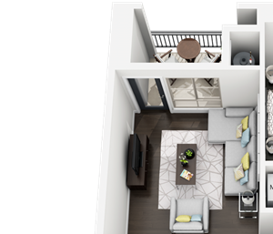 1 Bed 1 Bath plan B2M Floor Plan 1 Bed 1 Bath plan B2M Floor Plan at Accent, California