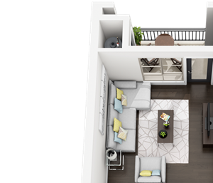 1 Bed 1 Bath plan B3M Floor Plan 1 Bed 1 Bath plan B3M Floor Plan at Accent, Los Angeles, California