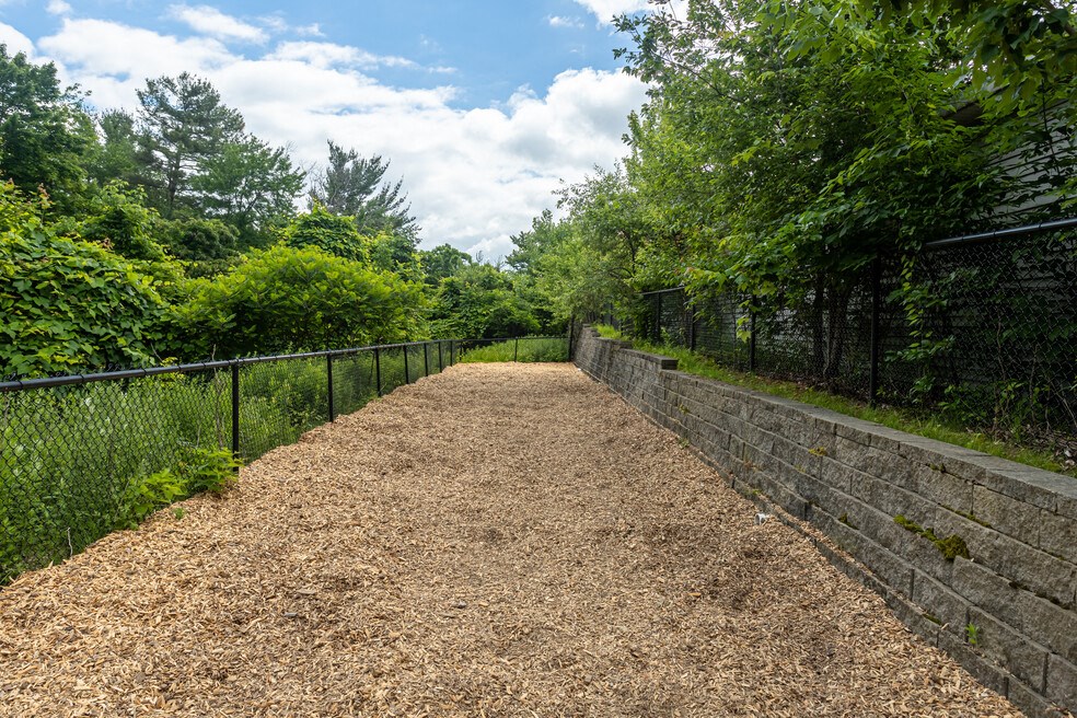 a path with a fence and trees on both sides of it