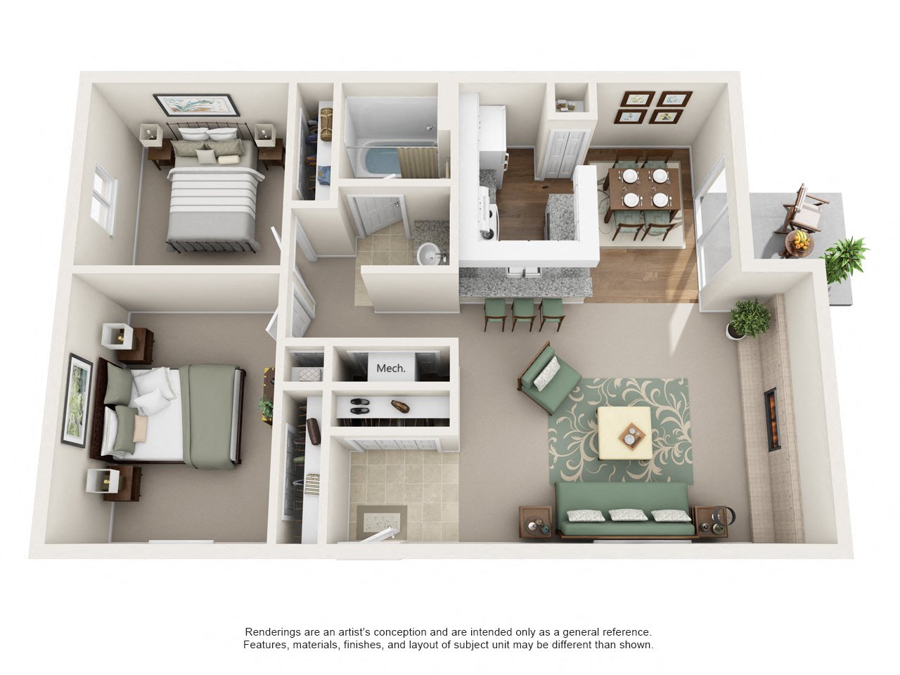 Gresham, OR Campbell Park Apartments 2 bedrooms 1 bath