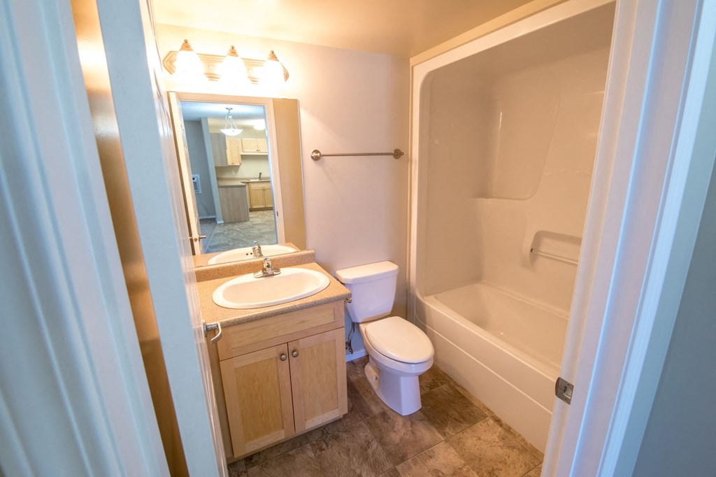 a bathroom with a sink toilet and a bath tub