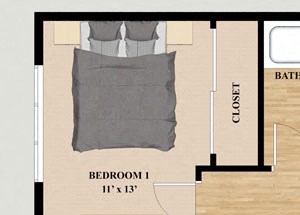 2 Bedroom 1 Bathroom Floor Plan 2 Bedroom 1 Bathroom Floor Plan at Cardinal Place