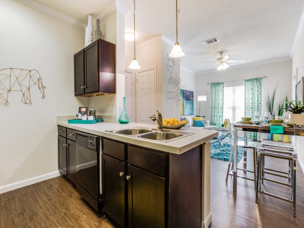 Gorgeous clubhouse with bar top seating overlooking the pool at CLEAR Property Management , The Lookout at Comanche Hill, Texas