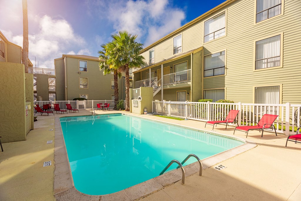 Sparkling Swimming Pool at Carelton Courtyard Apartments, Galveston, Texas