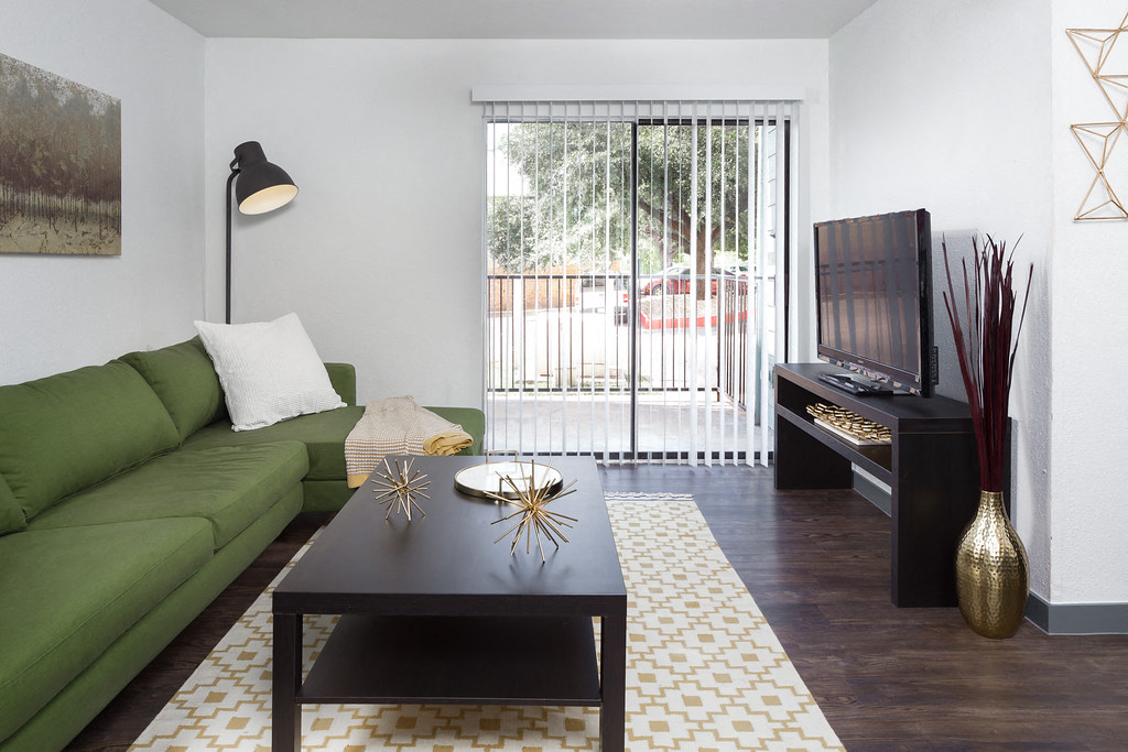 Living Room With Expansive Window at The Ivy, Austin
