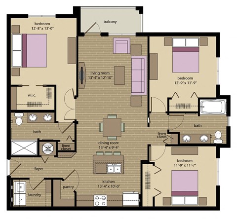 3 bed 2 bath Buckingham Floorplan at Orchid Run Apartments, Naples