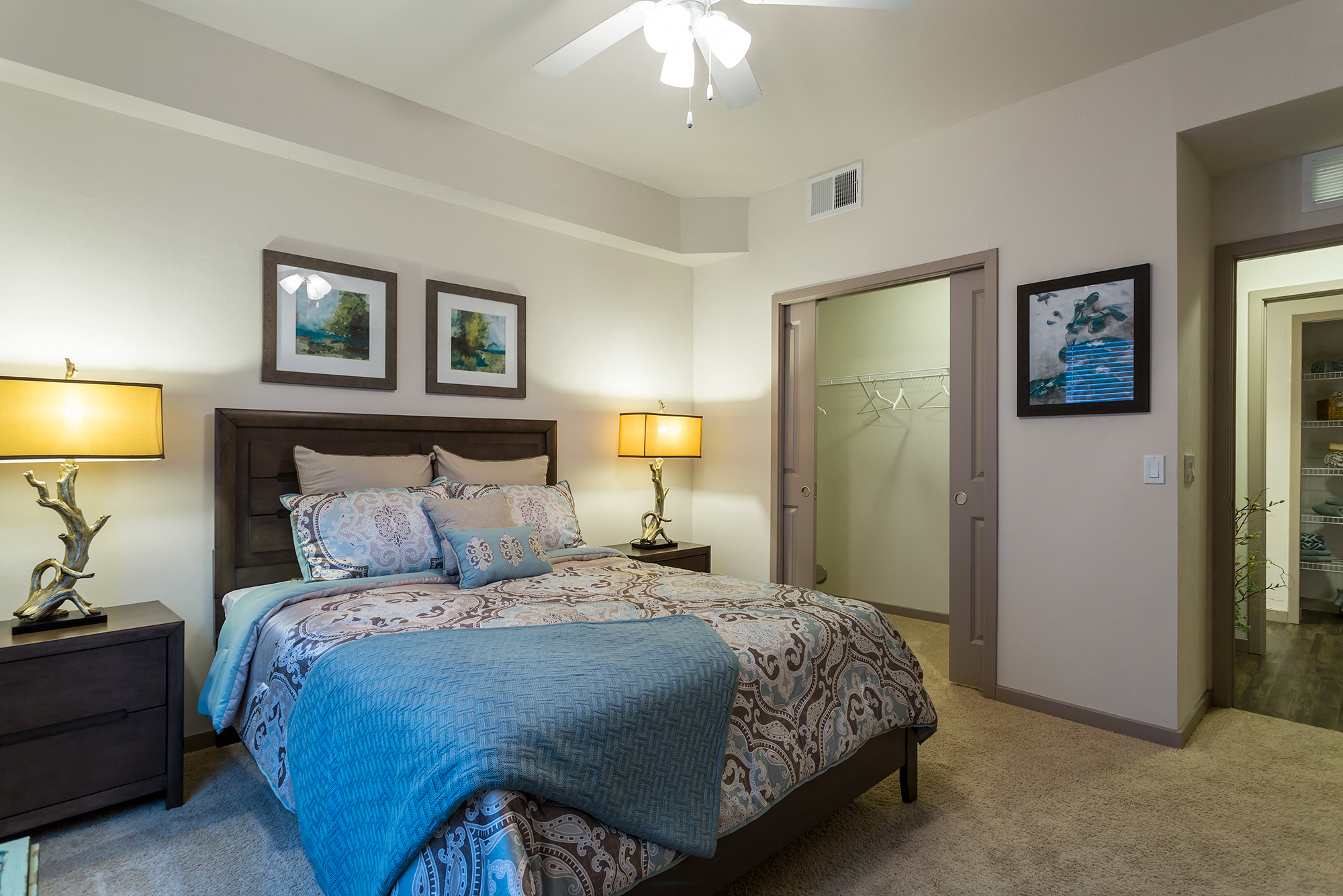 Bedroom with cozy bed at Orchid Run Apartments, Naples, Florida
