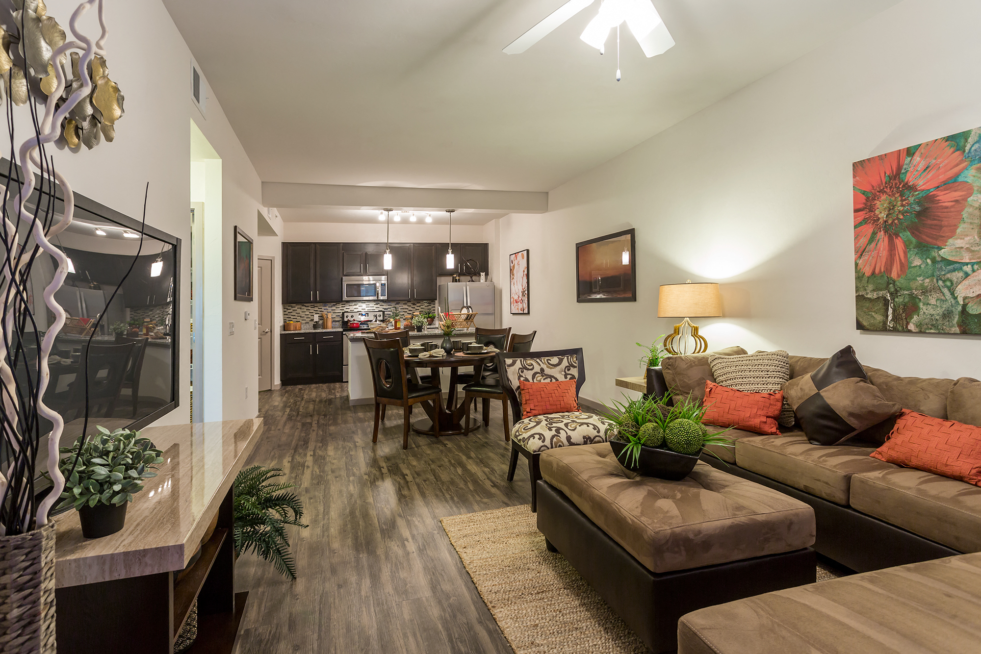 Living Room area with lights at Orchid Run Apartments, Florida