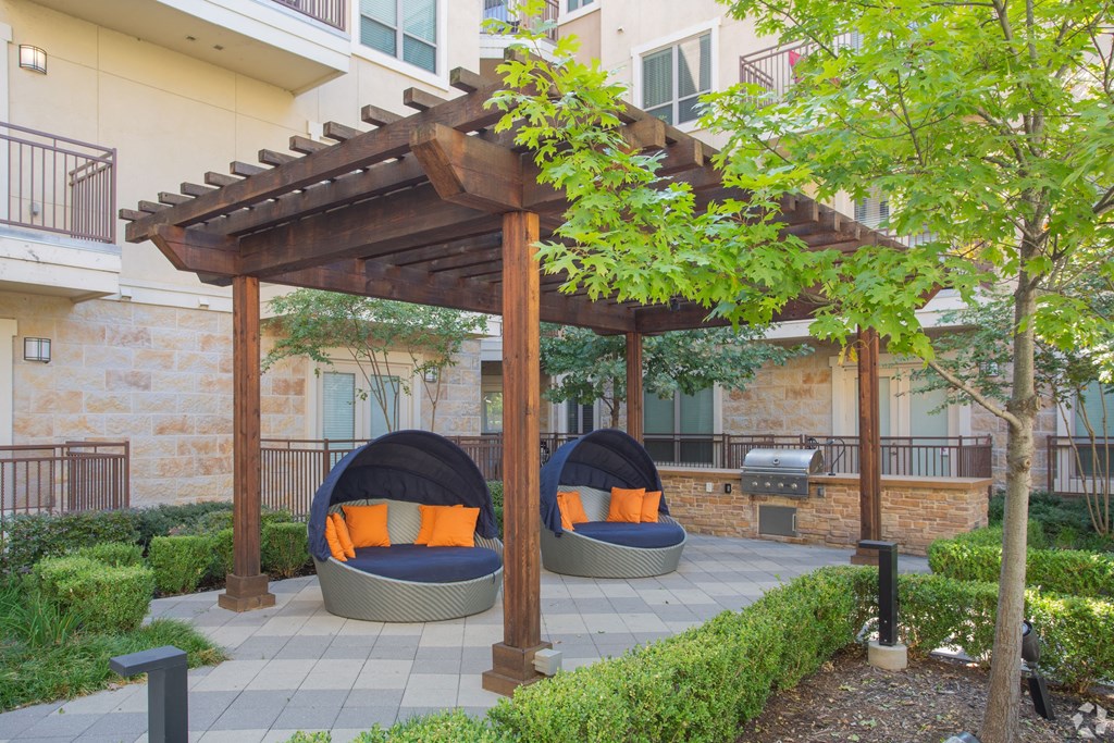 Photo of outdoor seating under overhang