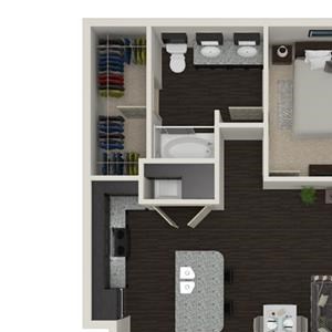 2 Bed 2 Bath 1003 -to 1221 SQ.FT. floor plan