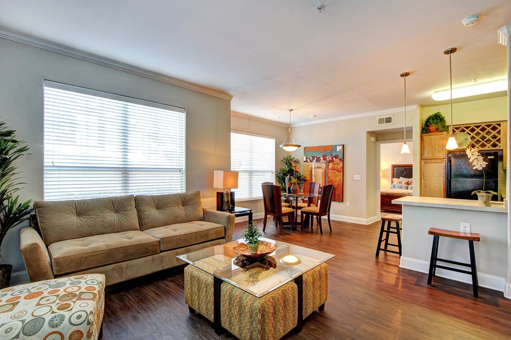 a living room with a couch and a coffee table