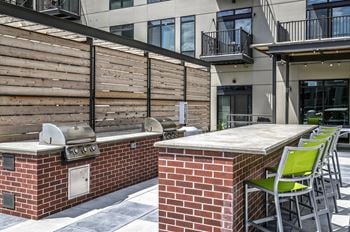 Outdoor BBQ and Kitchen with Dining Area at 1415 @ The Yard, Omaha